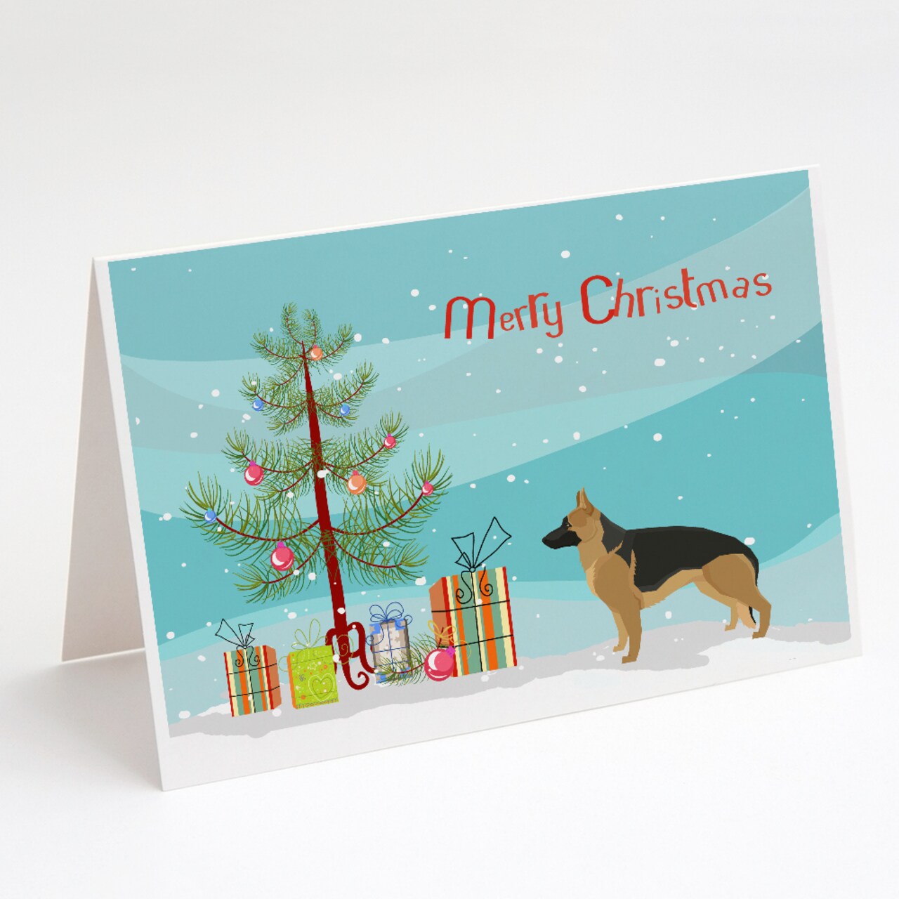 Caroline&#x27;s Treasures German Shepherd Christmas Tree Greeting Cards and Envelopes Pack of 8